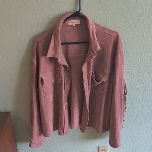 Wishlist Mauve Suede Button-Front Shirt Jacket